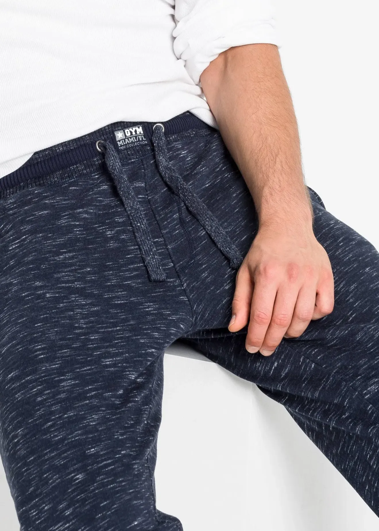 Homme bonprix Vêtements De Sport|Sweats|Pantalon de jogging chiné à finitions côtelées