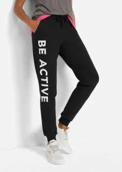 bonprix Pantalon de jogging en coton avec imprimé, loose|Femme Vêtements De Sport|Sweats
