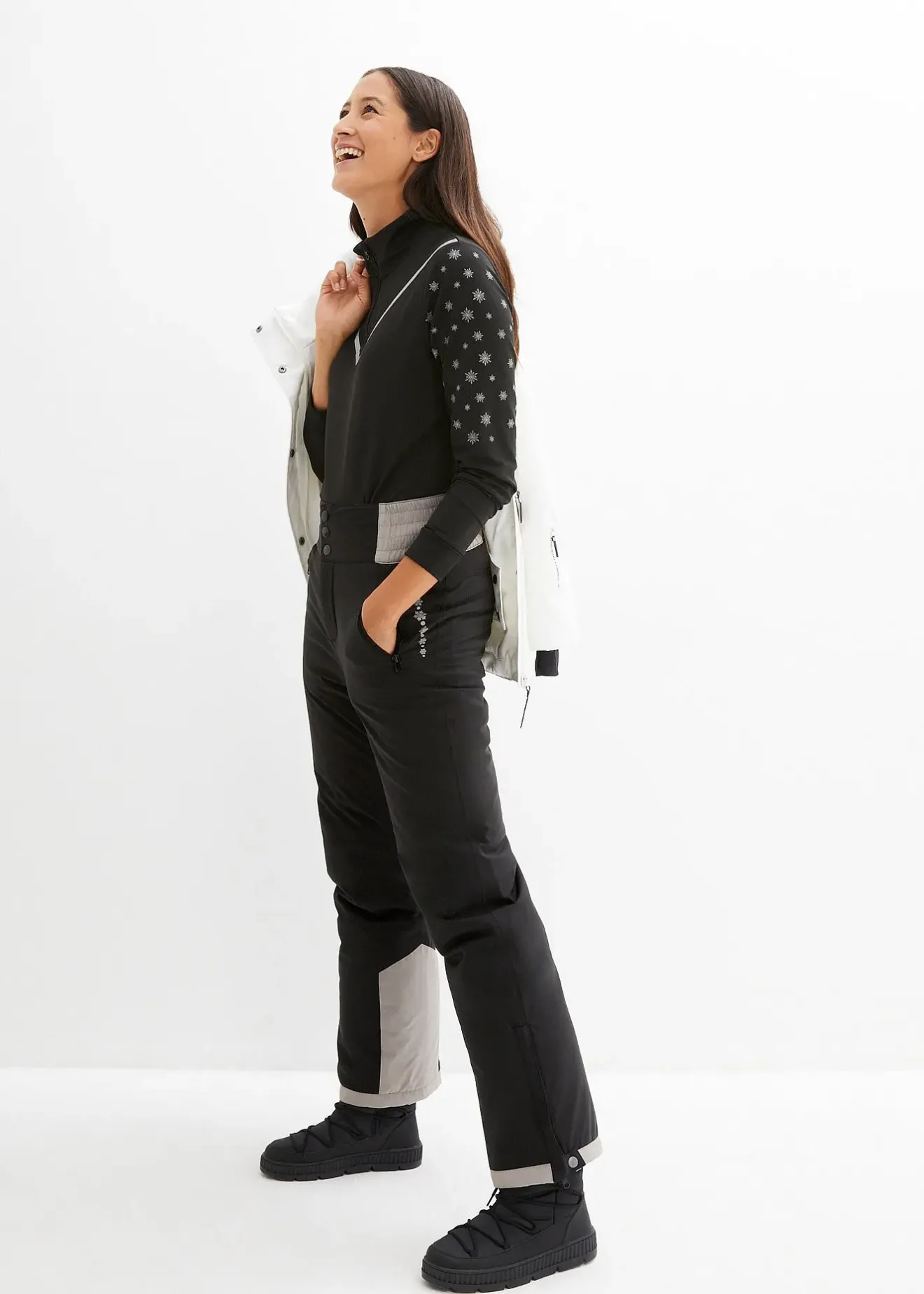 Femme bonprix Vêtements Thermiques|Vêtements De Plein Air|Pantalon de ski thermo fonctionnel coupe haute avec taille confortable, étanche, Straight