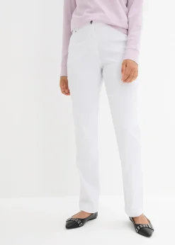 bonprix Pantalon droit extensible en bengaline, taille élastiquée|Femme Pantalons