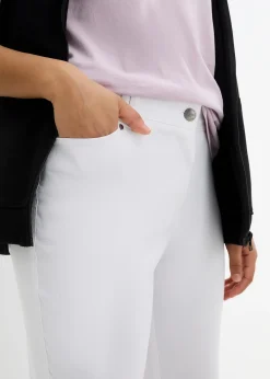 bonprix Pantalon droit extensible en bengaline, taille élastiquée|Femme Pantalons
