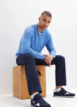 bonprix Pantalon droit taillé élastiquée 100% coton, Regular|Homme Pantalons