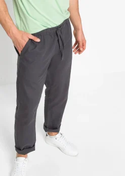 bonprix Pantalon droit taille élastiquée en lin majoritaire, regular|Homme Pantalons