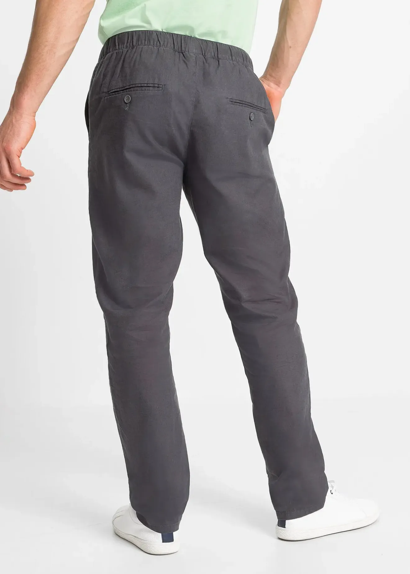 bonprix Pantalon droit taille élastiquée en lin majoritaire, regular|Homme Pantalons