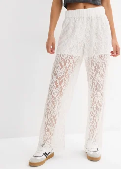 bonprix Pantalon en dentelle à taille élastiquée|Femme Pantalons