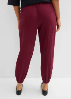 bonprix Pantalon en gaze de coton avec ceinture smockée|Femme Pantalons