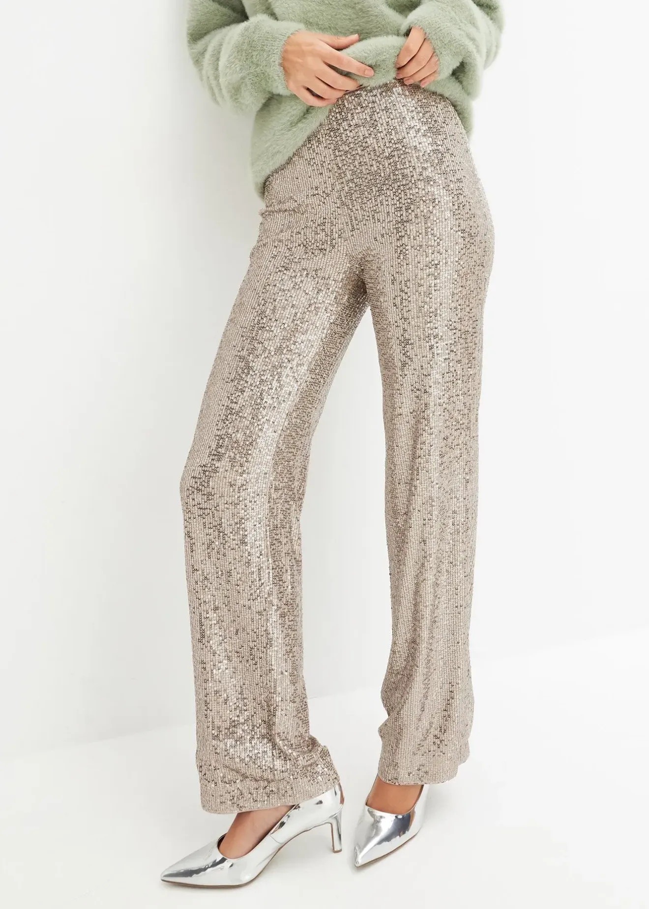 bonprix Pantalon en jersey à sequins|Femme Pantalons