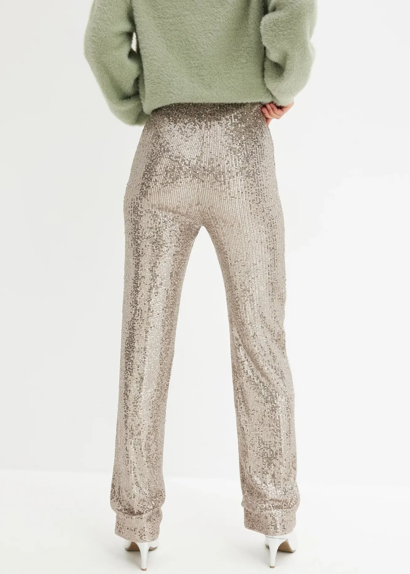 bonprix Pantalon en jersey à sequins|Femme Pantalons