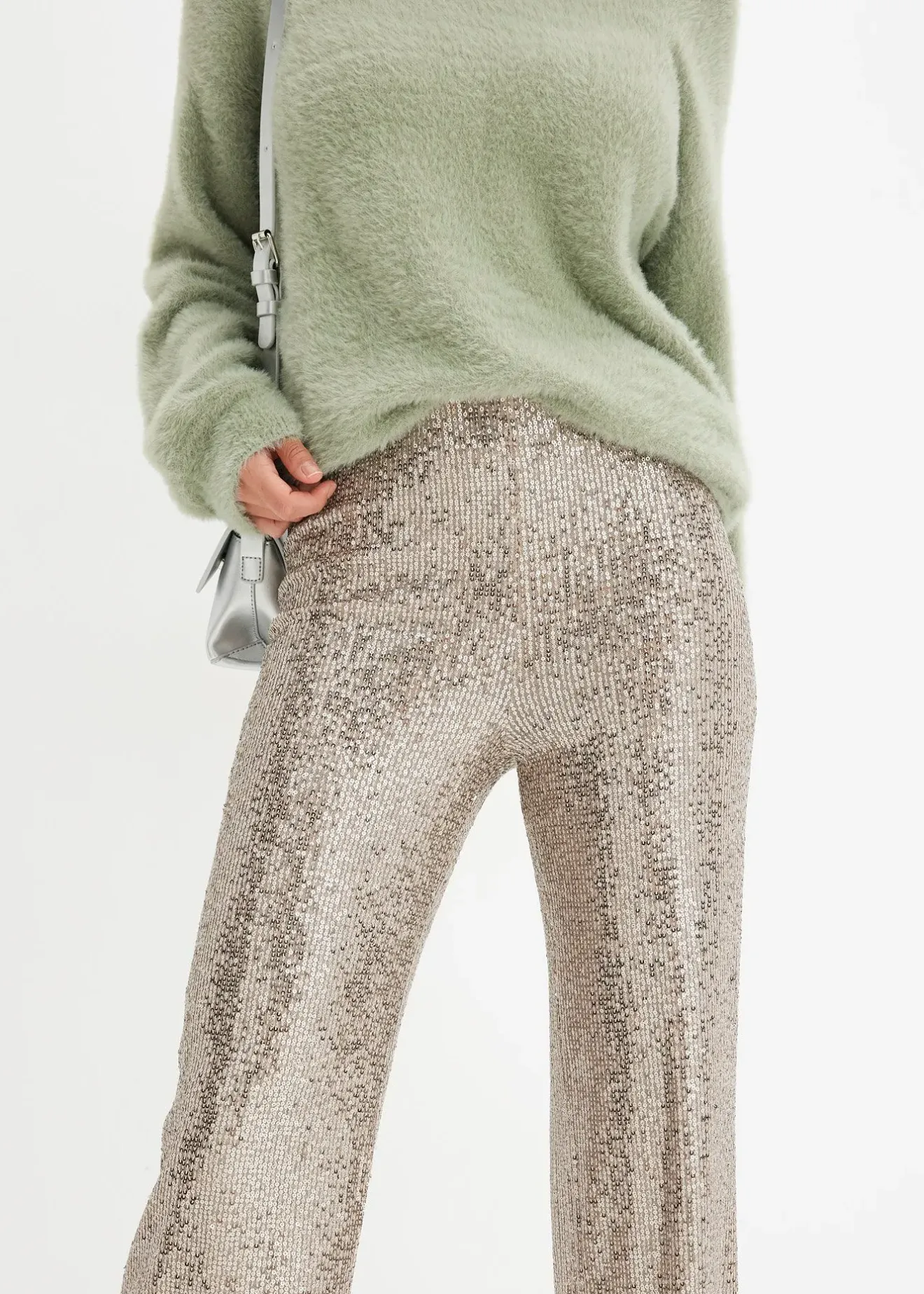 bonprix Pantalon en jersey à sequins|Femme Pantalons