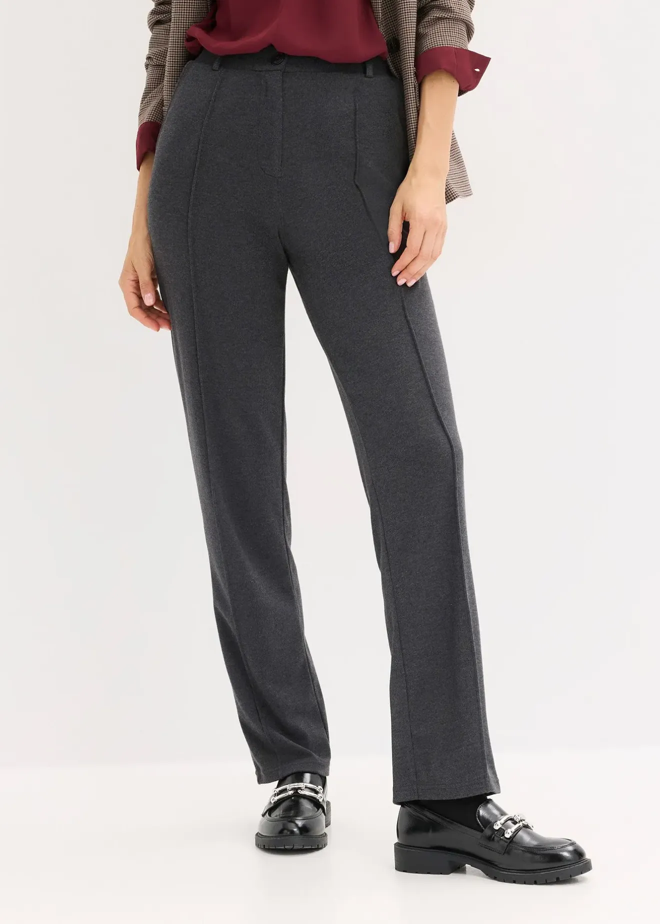bonprix Pantalon en jersey coton avec passepoil|Femme Pantalons
