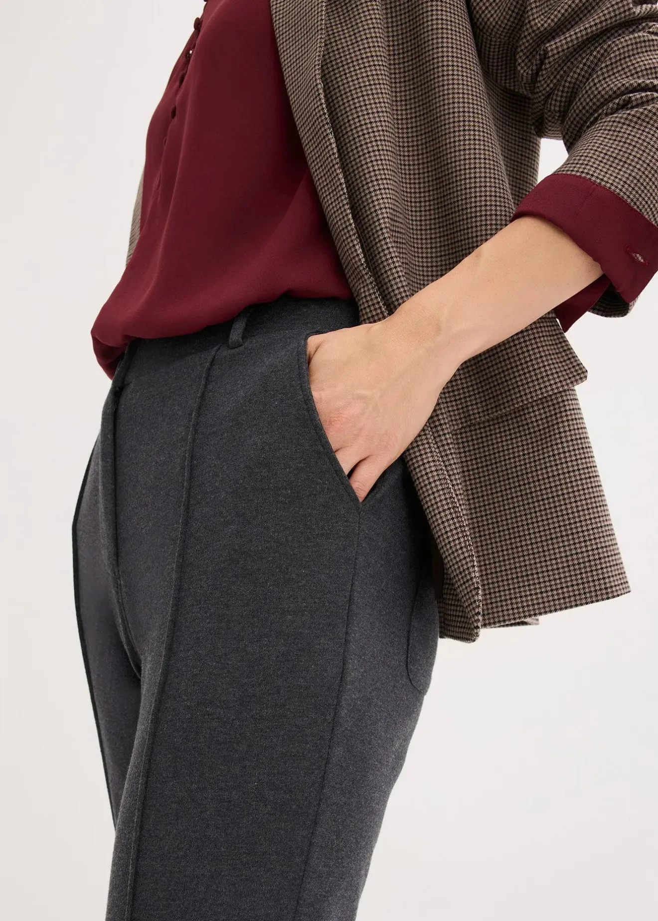 bonprix Pantalon en jersey coton avec passepoil|Femme Pantalons