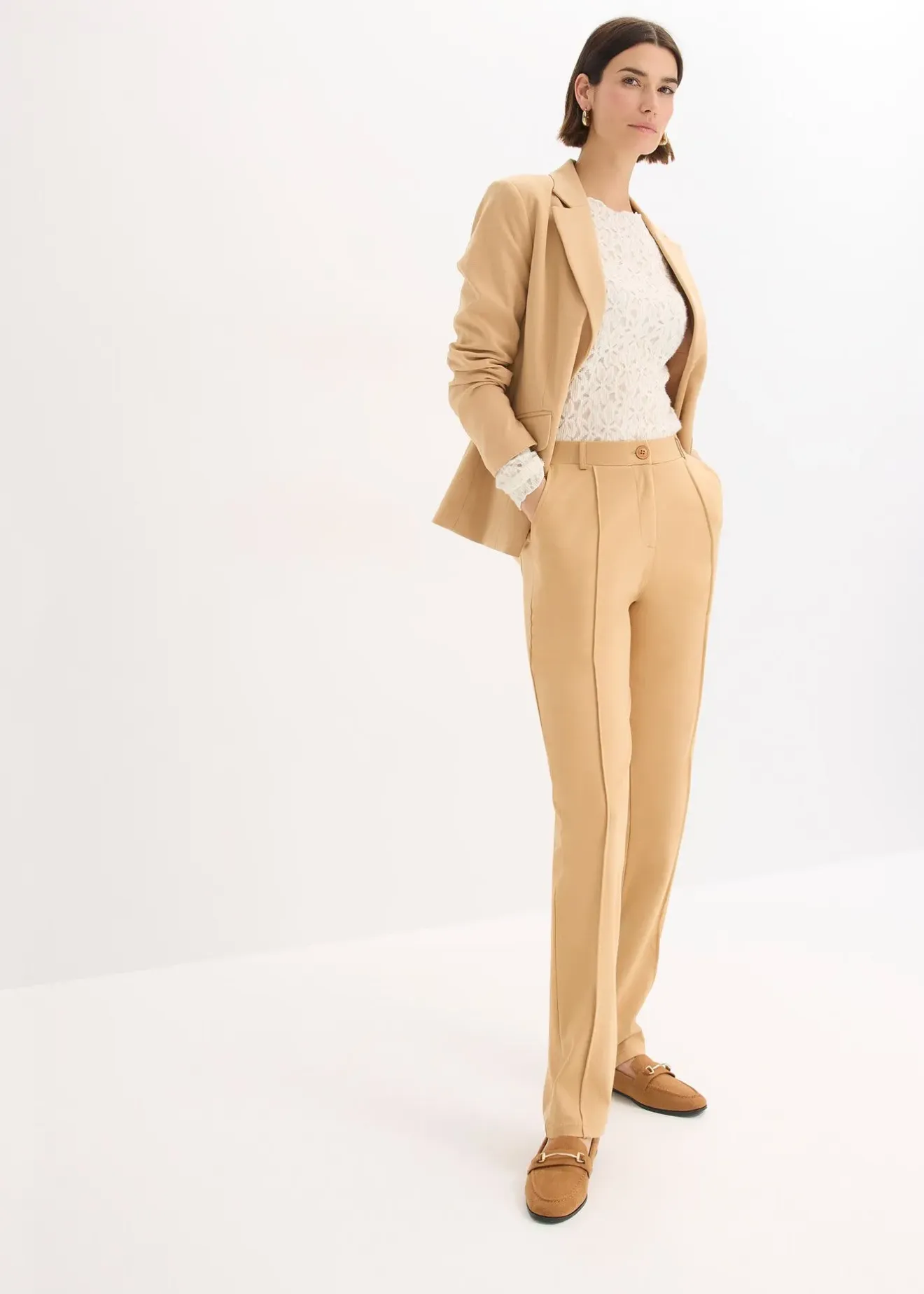 bonprix Pantalon en jersey coton avec passepoil|Femme Pantalons