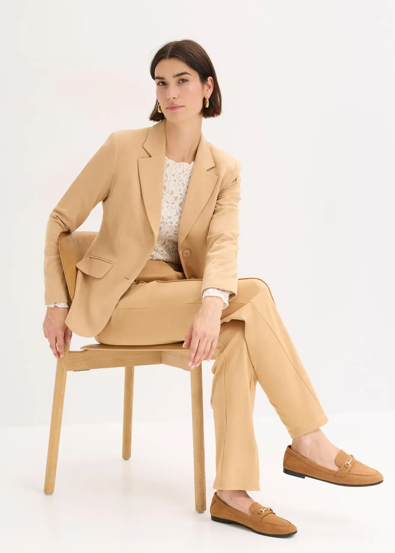 bonprix Pantalon en jersey coton avec passepoil|Femme Pantalons