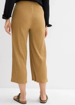 Femme bonprix Pantalons|Pantalon en jersey côtelé à taille élastiquée