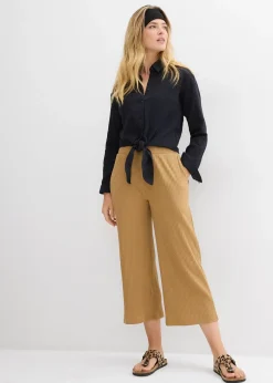 Femme bonprix Pantalons|Pantalon en jersey côtelé à taille élastiquée