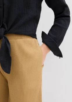 Femme bonprix Pantalons|Pantalon en jersey côtelé à taille élastiquée
