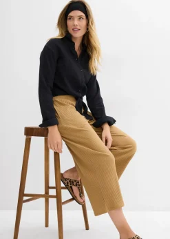 Femme bonprix Pantalons|Pantalon en jersey côtelé à taille élastiquée