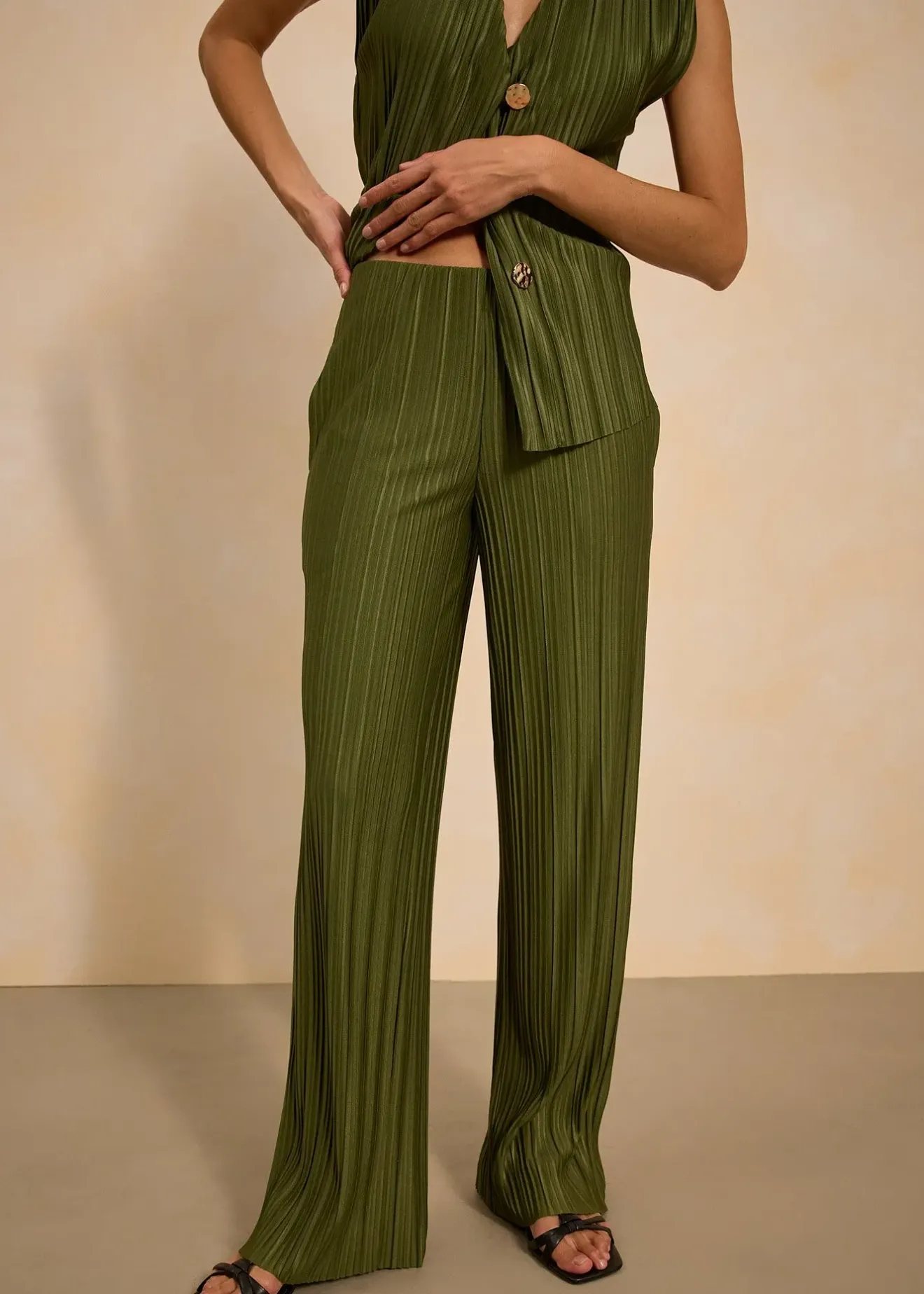 bonprix Pantalon en jersey plissé|Femme Pantalons