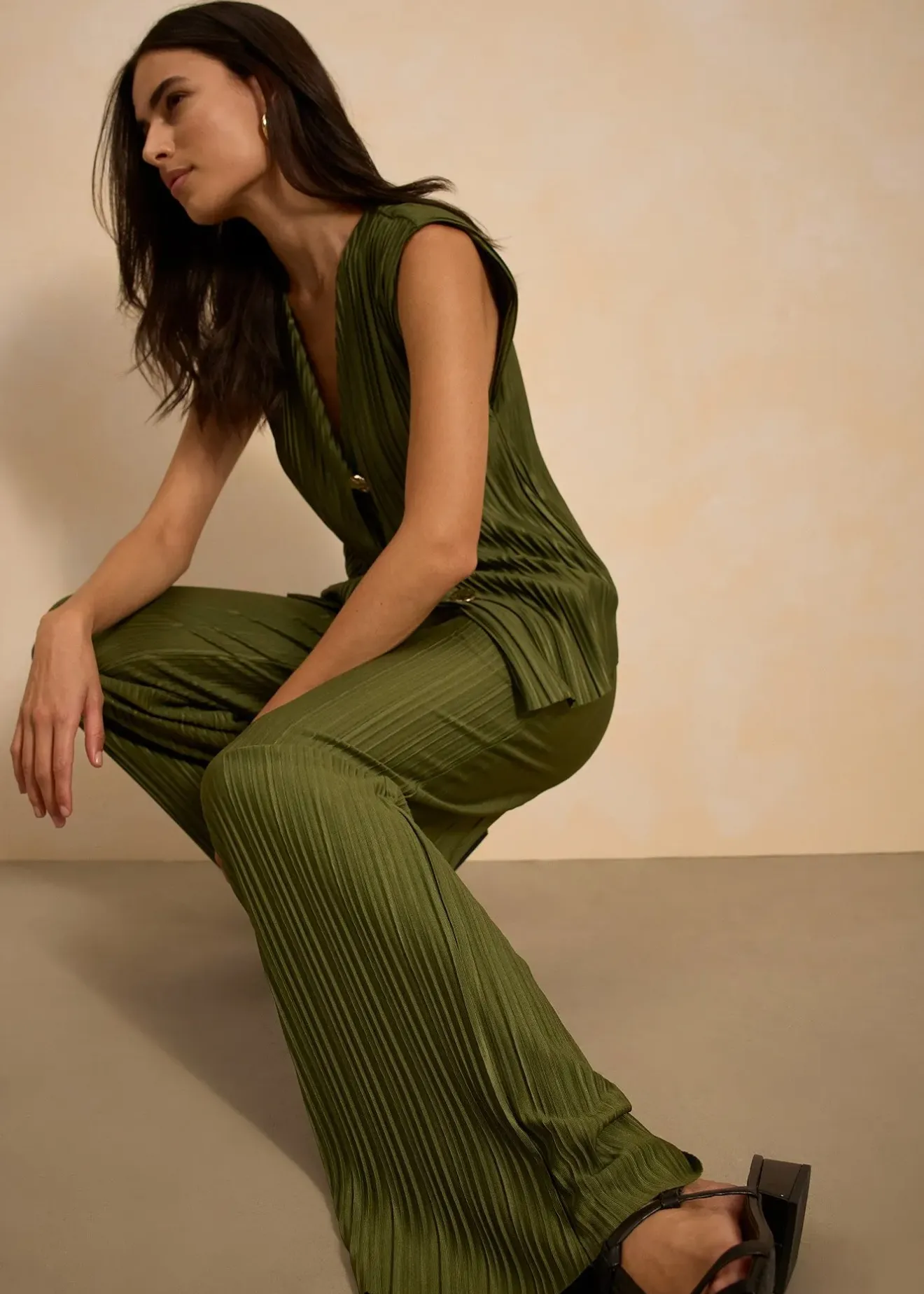 bonprix Pantalon en jersey plissé|Femme Pantalons