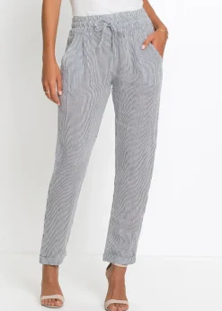 bonprix Pantalon en lin mélangé, taille élastiquée|Femme Pantalons