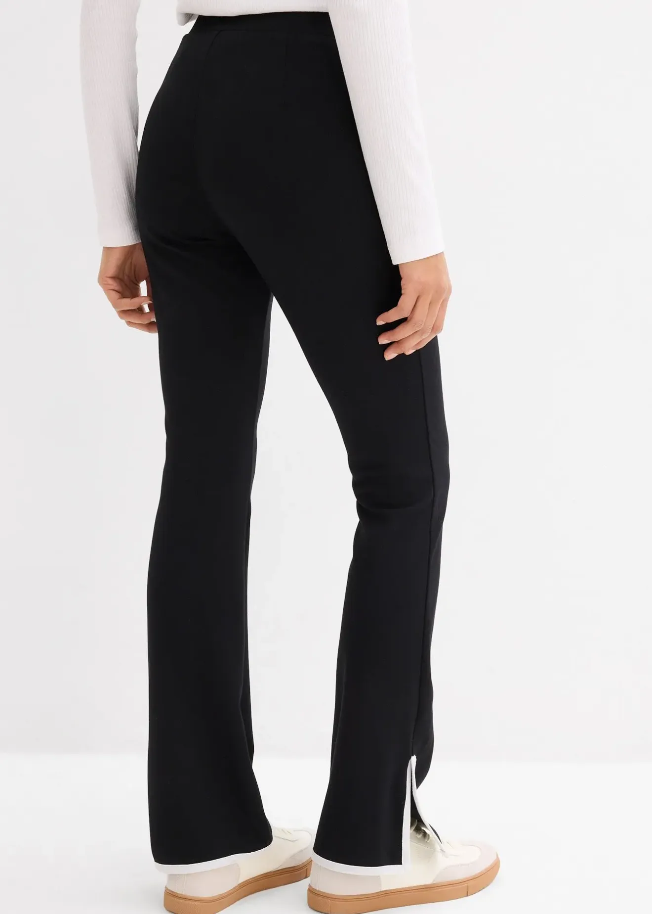 Femme bonprix Pantalons|Pantalon en Punto di Roma avec fentes contrastantes