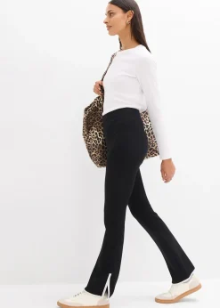 Femme bonprix Pantalons|Pantalon en Punto di Roma avec fentes contrastantes