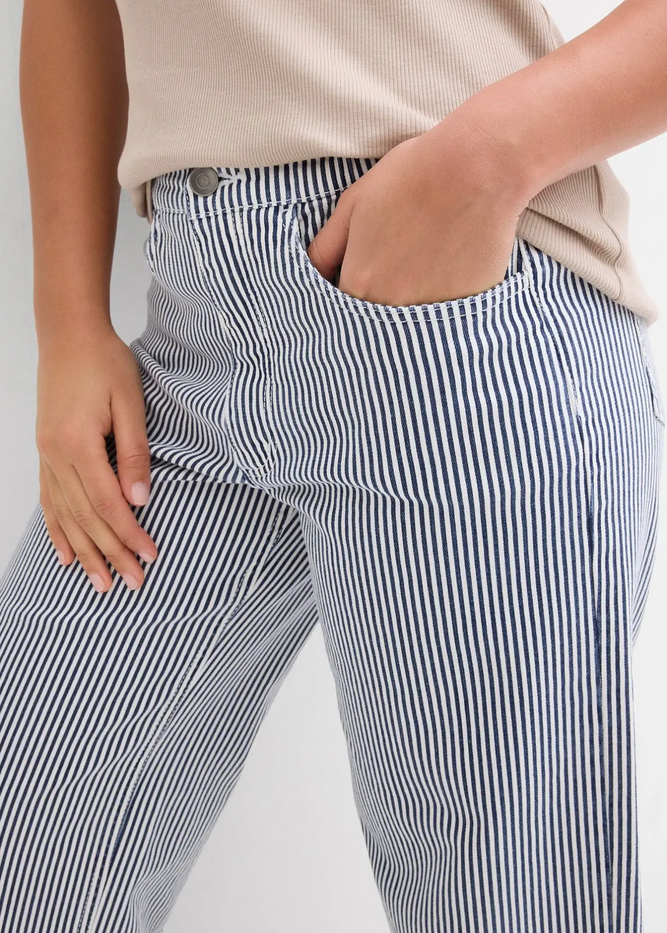 bonprix Pantalon en twill à taille élastiquée|Femme Pantalons