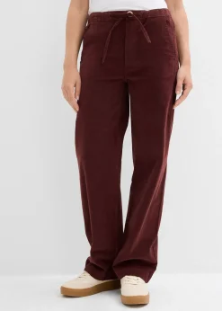 Femme bonprix Pantalons|Pantalon en velours côtelé, coton extensible