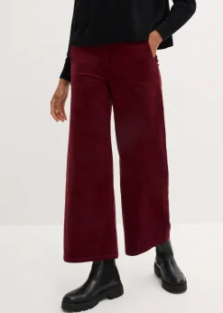 Femme bonprix Pantalons|Pantalon en velours côtelé, taille haute élastiquée
