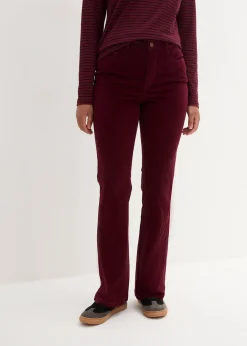 Femme bonprix Pantalons|Pantalon en velours côtelé extensible avec taille haute confortable