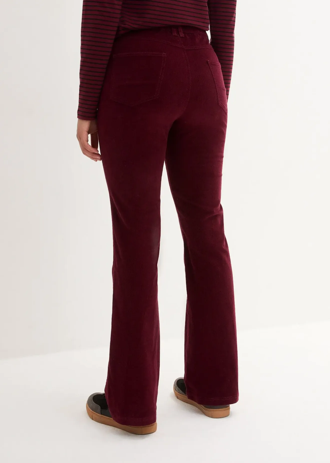 Femme bonprix Pantalons|Pantalon en velours côtelé extensible avec taille haute confortable