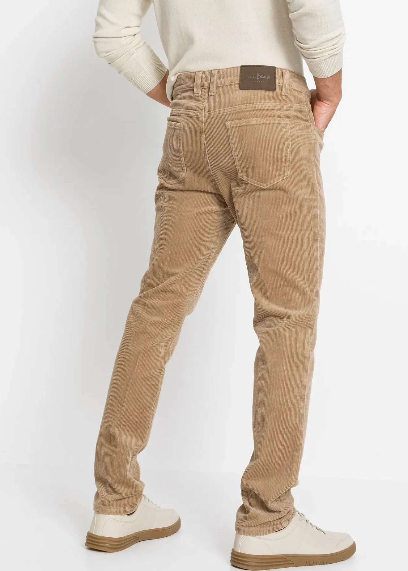 bonprix Pantalon en velours côtelé extensible et confortable, Slim|Homme Pantalons