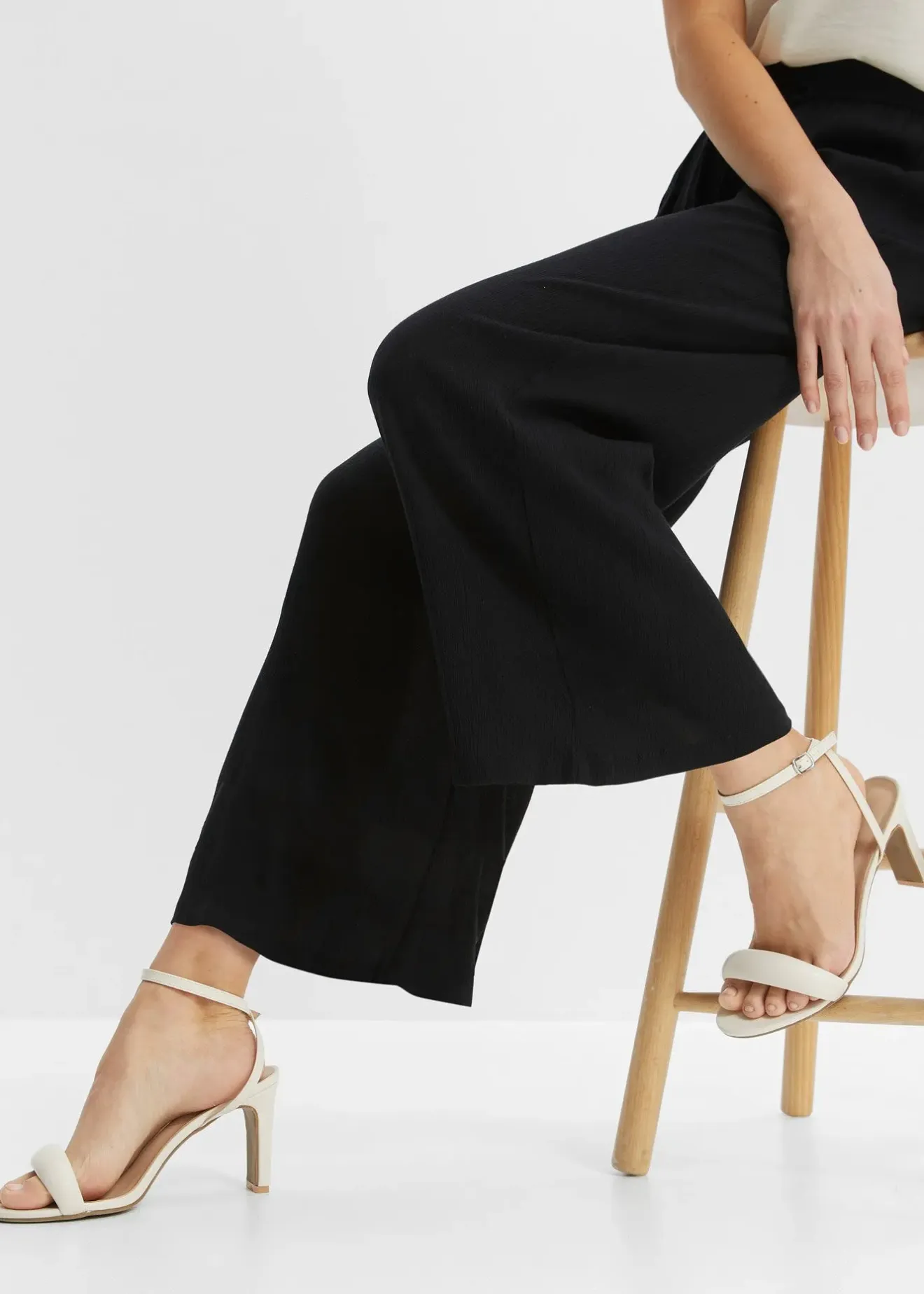 bonprix Pantalon en viscose, taille élastiquée|Femme Tailles Petite