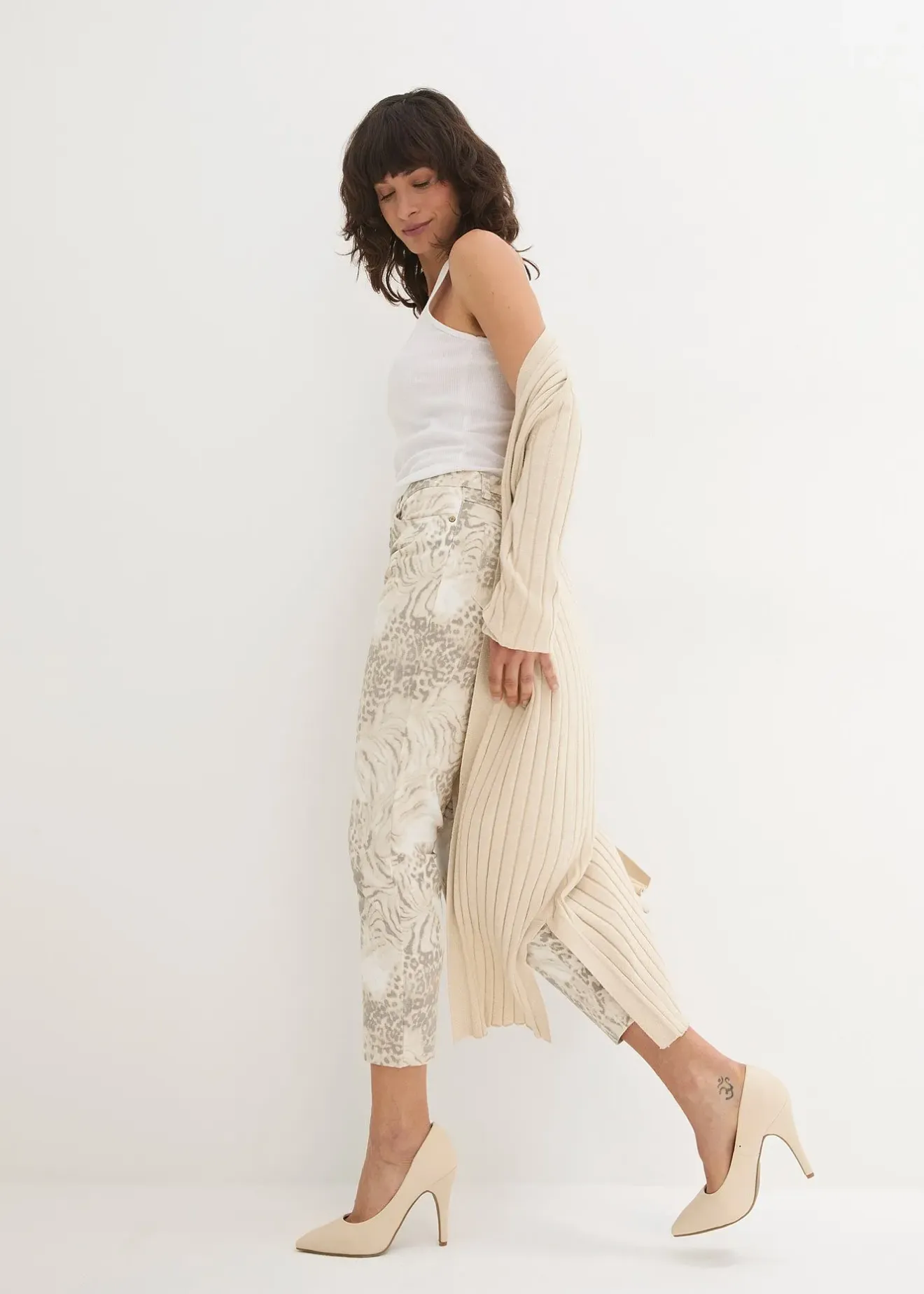 Femme bonprix Pantalons|Pantalon extensible 7/8 imprimé