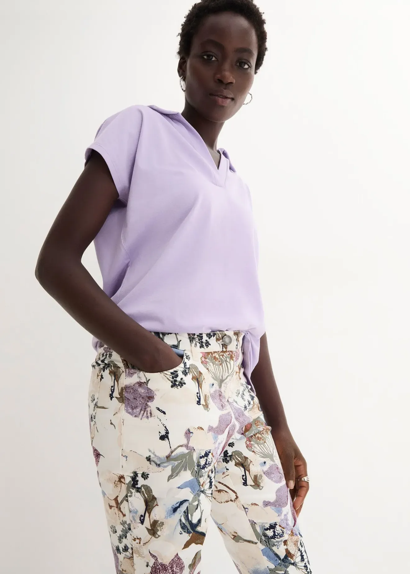 Femme bonprix Tailles Petite|Pantalons|Pantalon extensible à imprimé floral