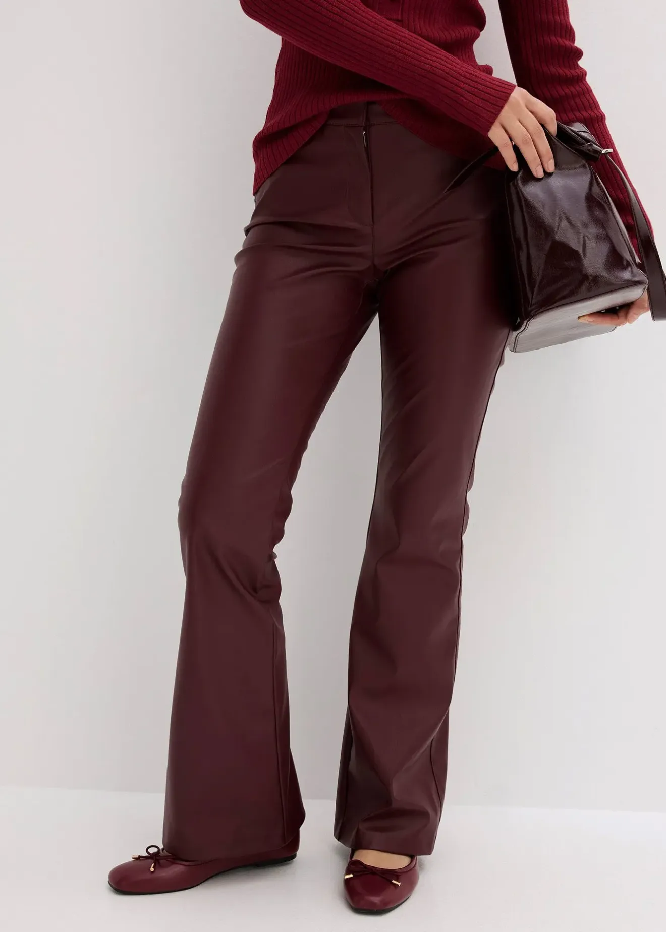 bonprix Pantalon flare enduit|Femme Pantalons