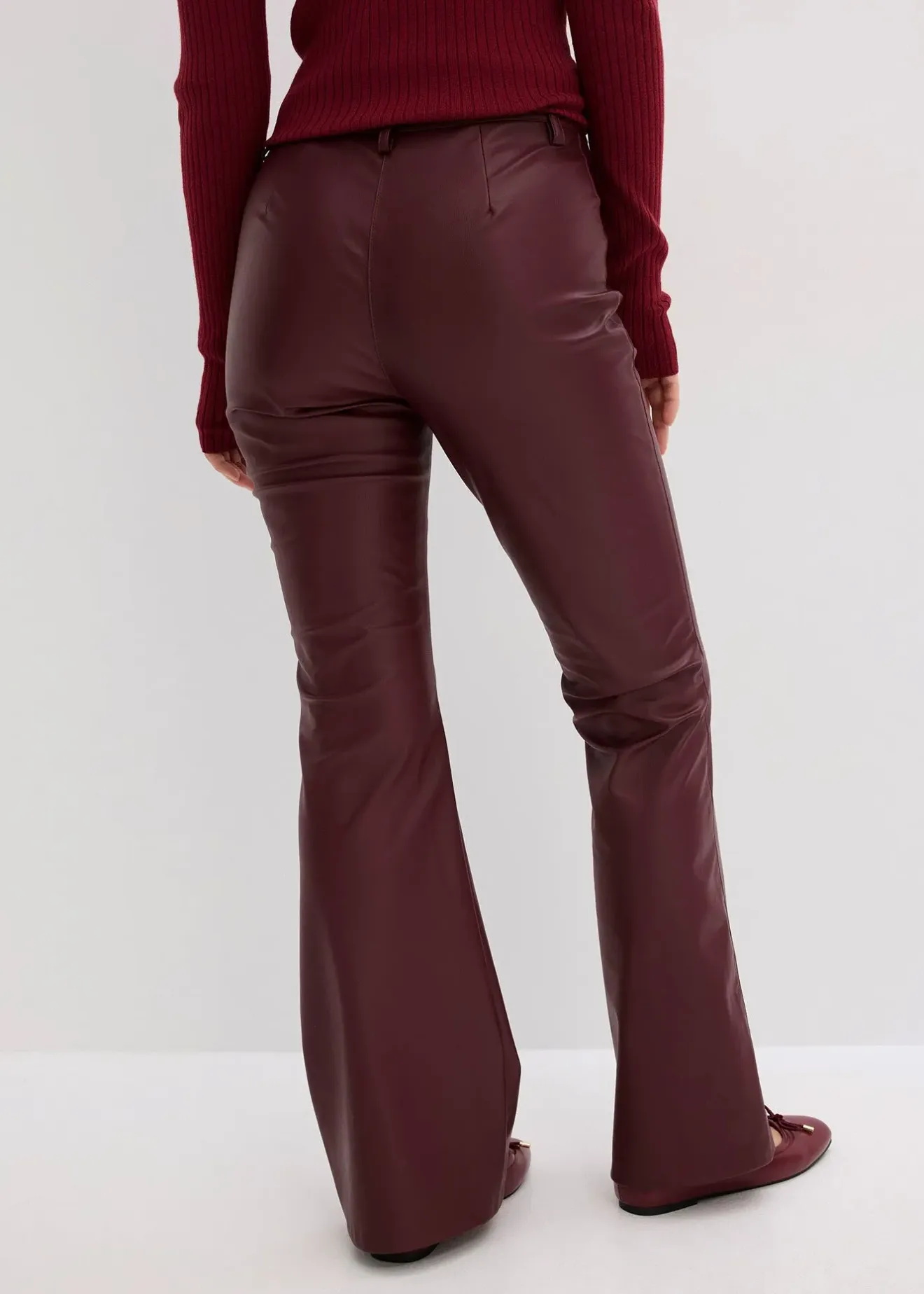 bonprix Pantalon flare enduit|Femme Pantalons