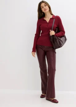 bonprix Pantalon flare enduit|Femme Pantalons