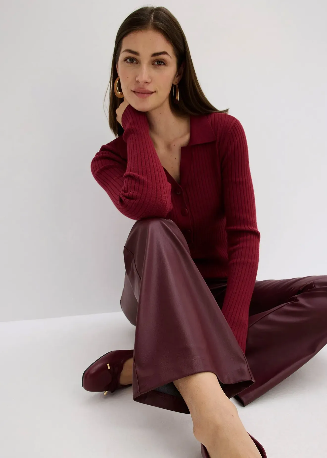 bonprix Pantalon flare enduit|Femme Pantalons