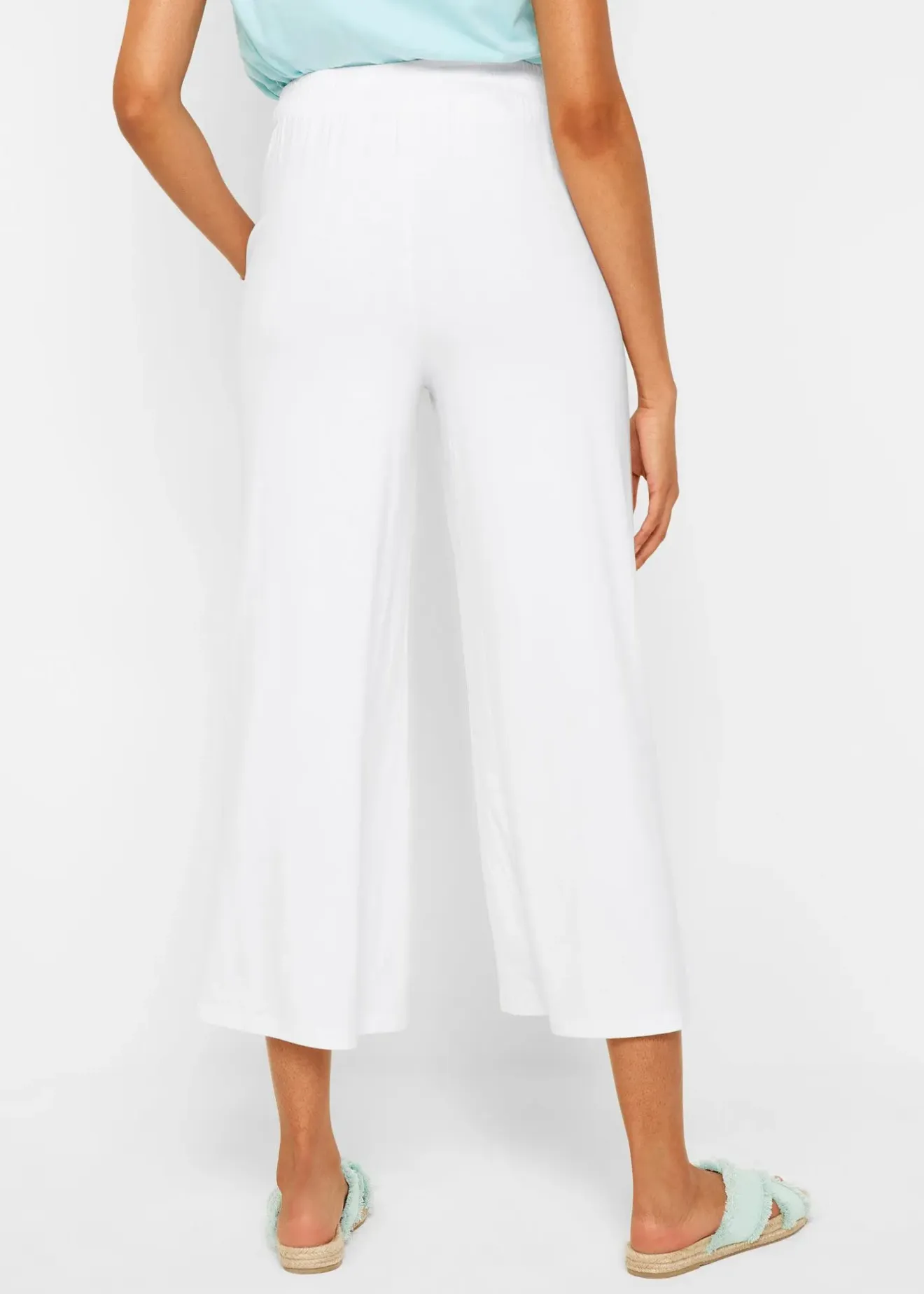 bonprix Pantalon fluide en jersey viscose, longueur 7/8|Femme Pantalons