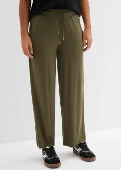 Femme bonprix Pantalons|Pantalon fluide en jersey viscose extensible