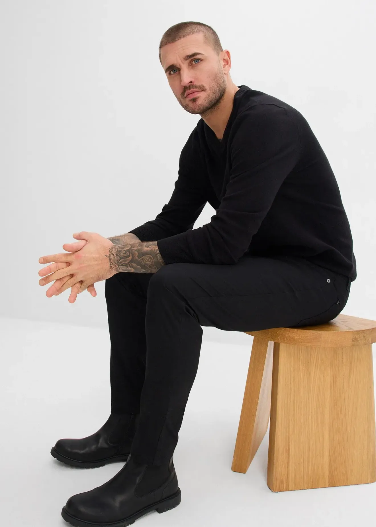 bonprix Pantalon fuselé extensible à taille élastiquée, regular|Homme Pantalons