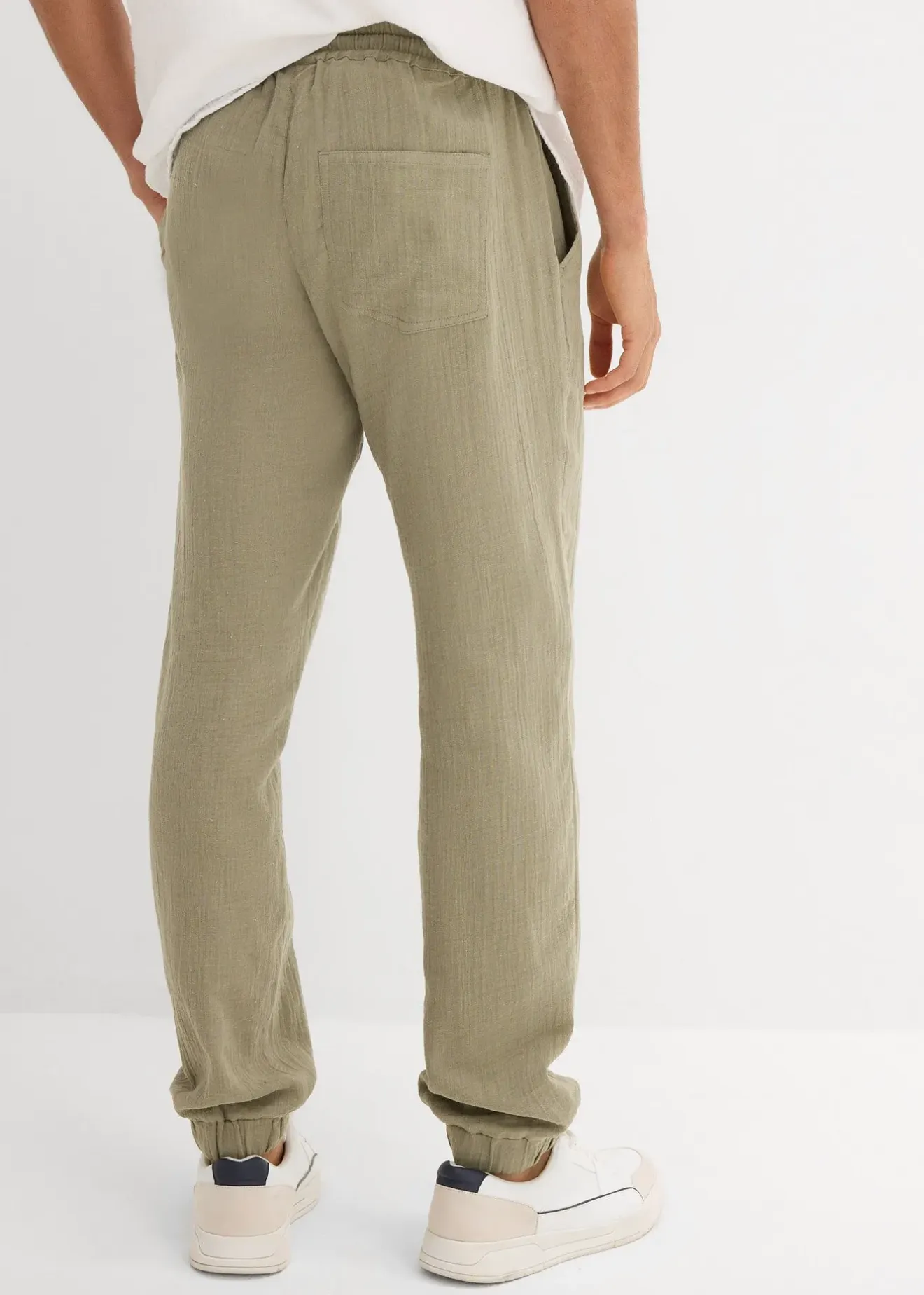 bonprix Pantalon jogger regular en gaze de coton, fuselé|Homme Pantalons