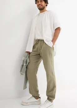 bonprix Pantalon jogger regular en gaze de coton, fuselé|Homme Pantalons