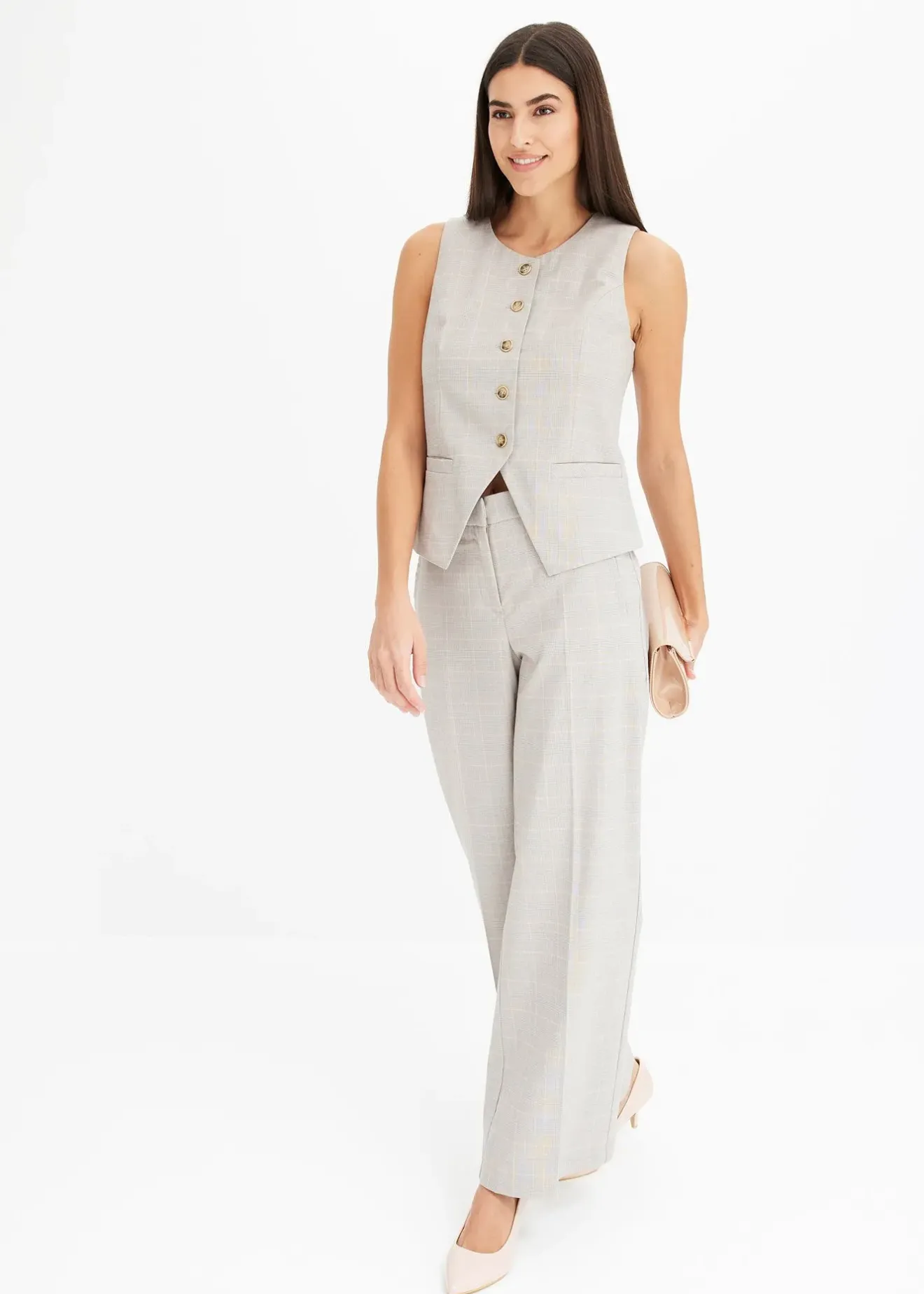 Femme bonprix Tailles Petite|Pantalons|Pantalon large à carreaux écossais