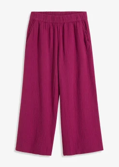 Femme bonprix Pantalons|Pantalon large à pinces en gaze de coton