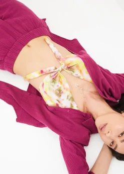 Femme bonprix Pantalons|Pantalon large à pinces en gaze de coton