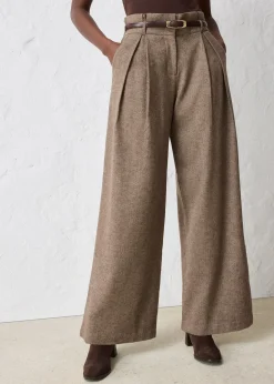 Femme bonprix Premium|Pantalons|Pantalon large à pinces en laine majoritaire