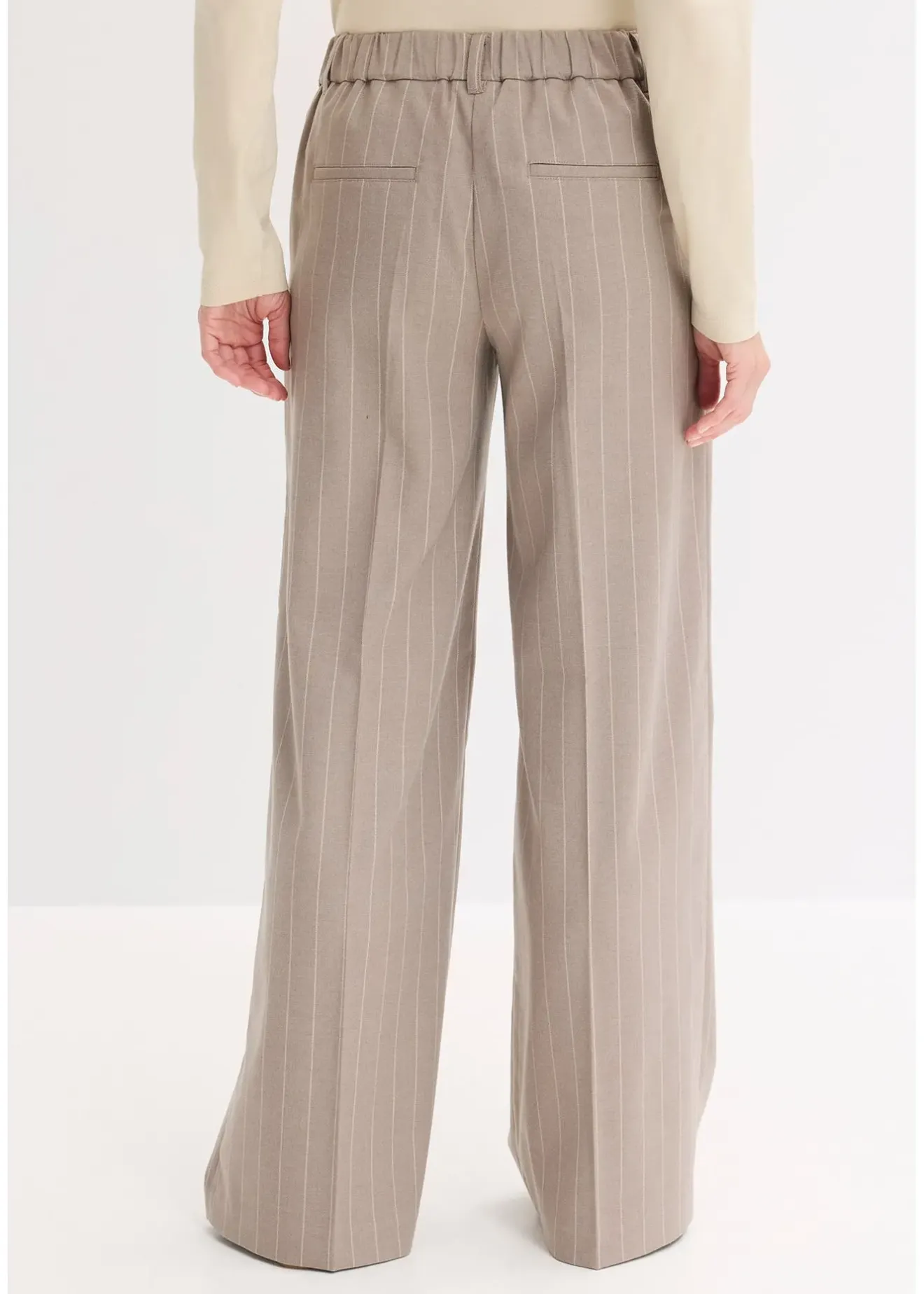 bonprix Pantalon large à pinces et rayures tennis|Femme Pantalons