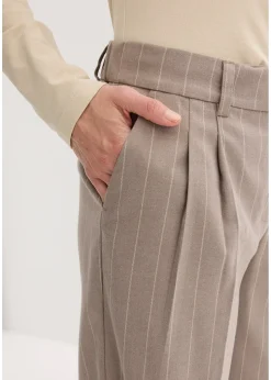 bonprix Pantalon large à pinces et rayures tennis|Femme Pantalons